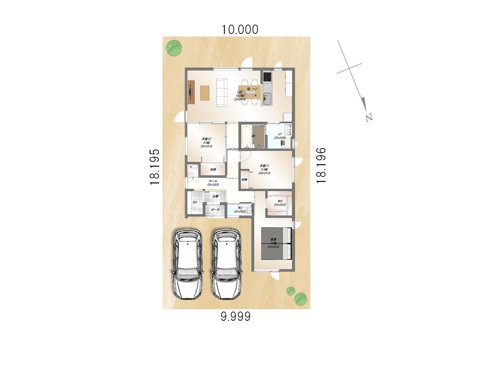 平屋モデル間取り図